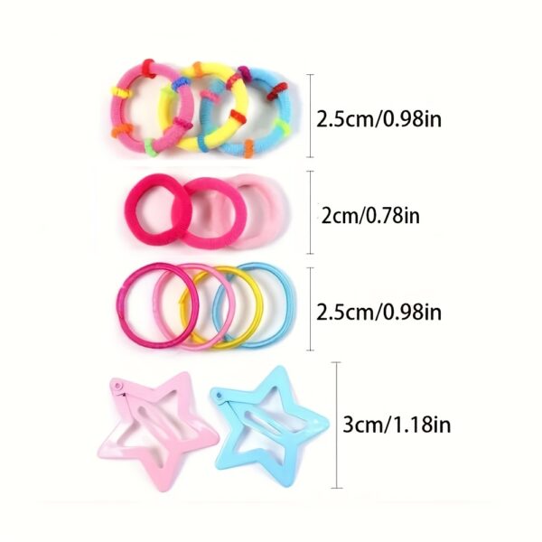 875pcs Resin Hair Accessory Set - Mixed Color Elastic Hair Ties, Ropes, Star-Shaped Clips, and Color-Matching Design for Ages 14+