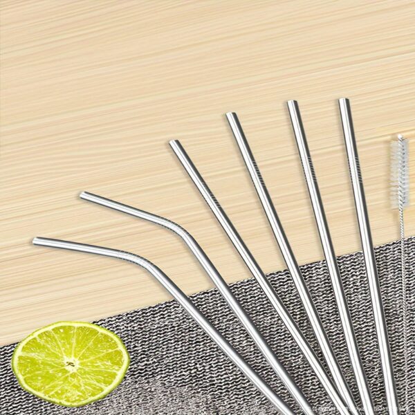 10pcs stainless steel straw set with cleaning brushes for reusable, eco-friendly sipping