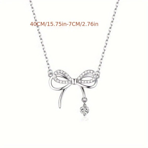 Bow necklace with artificial diamonds, clavicle chain, perfect gift for holidays and special occasions.