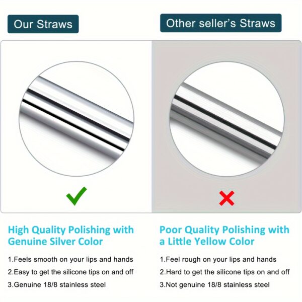 10pcs stainless steel straw set with cleaning brushes for reusable, eco-friendly sipping