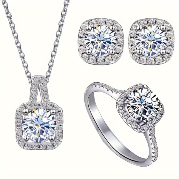 4-Piece Jewelry Set - Necklace, Earrings, and Rings - Elegant Accessories for Parties and Gifts