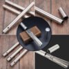 Set of 15 stainless steel BBQ skewers with flat design, ideal for grilling meat, vegetables, and more.