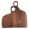 2-piece walnut chopping board set made from solid wood with form-fitting design and hanging hole