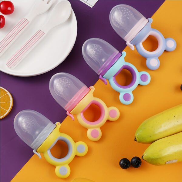 Silicone Baby Fruit & Vegetable Teether, BPA-Free Animal Design Teething Ring for Infants and Toddlers, Multi-Color Pack.