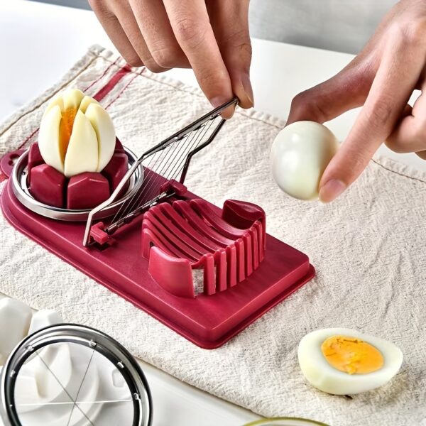 2-in-1 Stainless Steel Egg Slicer with two slicing options for eggs, mushrooms, and more.