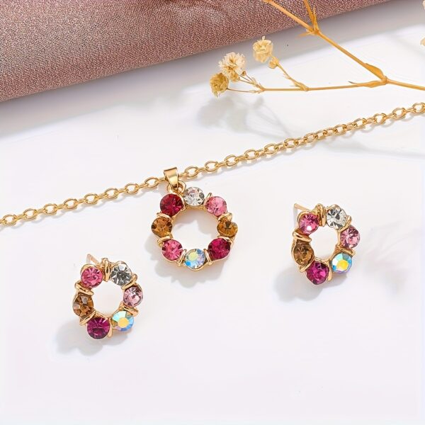 Chic Floral Jewelry Set for Women, 3pcs Necklace & Earrings, Perfect for Casual or Party Wear, Ideal Christmas Gift.