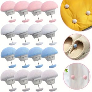 24-Pack Mushroom Pattern Bed Sheet Fasteners, Non-Pin Duvet Holders, Non-Slip Safety Clips, Removable, Reusable, Hand Wash Only