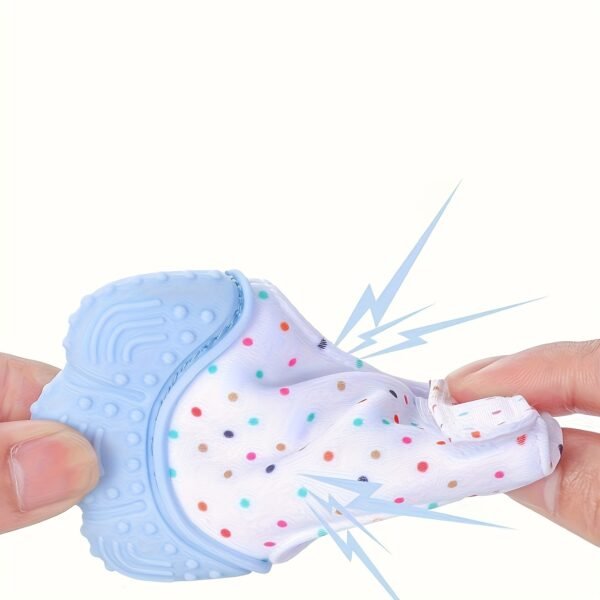 2-Pack of Dot-Patterned Teething Gloves - Silicone Teething Mitts for Babies, Scratch-Resistant Protective Gloves for 0-12 Months