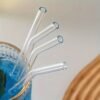 Sustainable glass straw set with cleaning brush for eco-friendly drinking