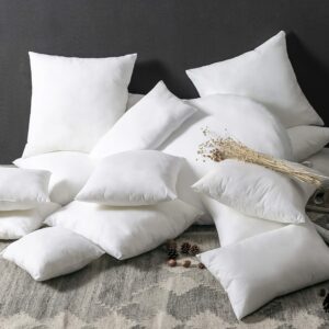 4-Pack Teaspring Classic White Pillow Inserts, 18x18 Inches (45x45 cm), Polyester Filling, Zippered Cushion Covers, Durable, Fade-Resistant