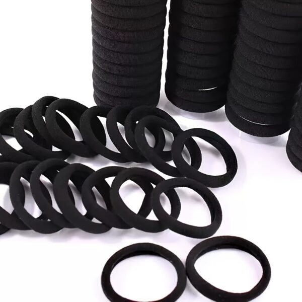 50pcs Black Hair Ties - Thick, Stretchy & Gentle on Hair | Elegant and Cute Style for Women & Girls | Perfect for Halloween.