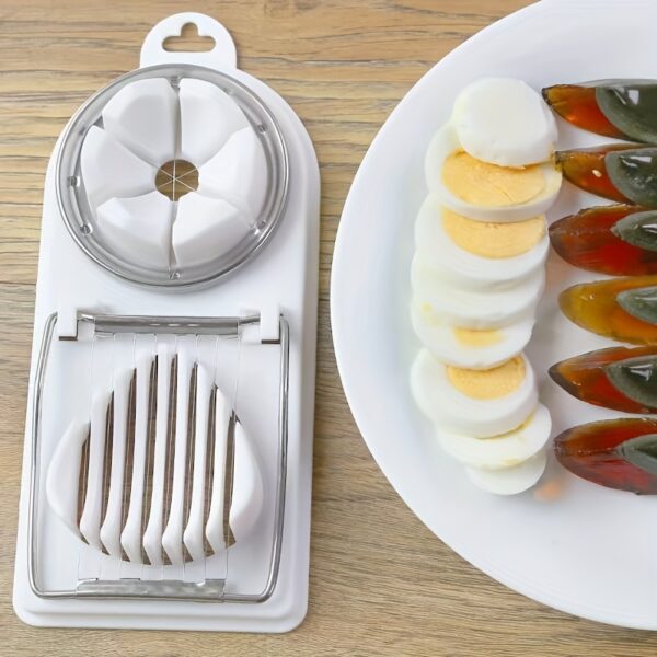 2-in-1 Stainless Steel Egg Slicer with two slicing options for eggs, mushrooms, and more.