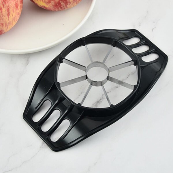 Stainless steel apple slicer and corer, designed for quickly slicing and coring apples with ease.