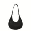 Fashion top-handle handbag for women in black, khaki, and green with solid color design, fixed shoulder straps, faux leather lining, and zipper closure.
