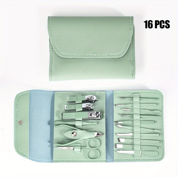 16pcs/5pcs professional manicure set, portable travel case with nail clippers, cuticle pliers, knife tools, and accessories - no power or battery needed.