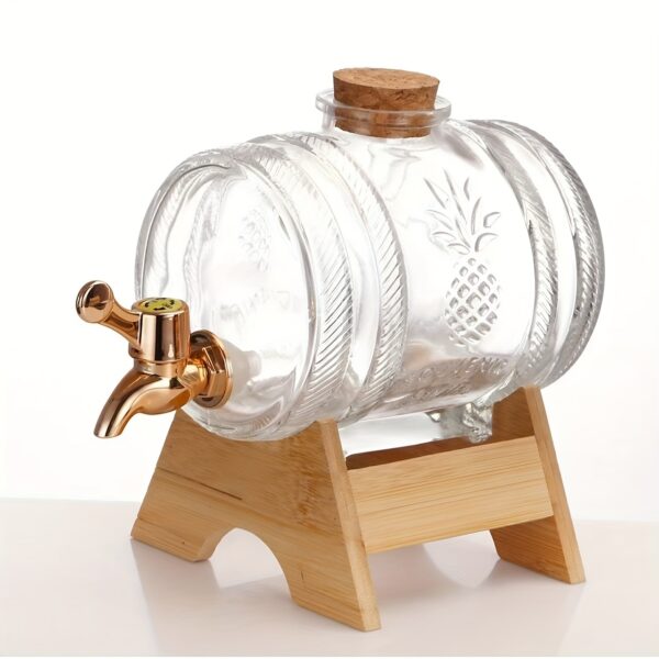 1L glass beverage dispenser with faucet for serving drinks at parties and gatherings