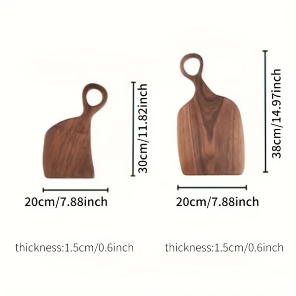 2-piece walnut chopping board set made from solid wood with form-fitting design and hanging hole