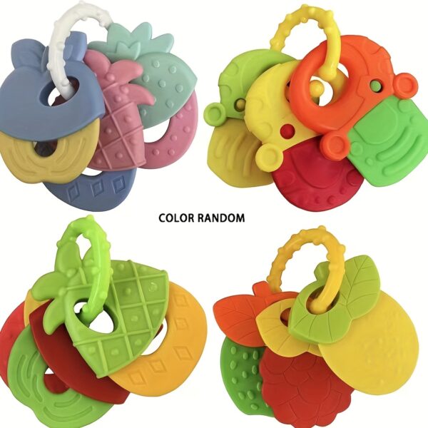 Fruity teething toys for babies made from ABS resin, color randomly selected, suitable for ages 0-3.