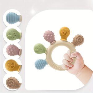 BPA Free Baby Silicone Teether - Cute Teething Ring Toy for Boys and Girls, Soft Texture for Baby's Teething Relief