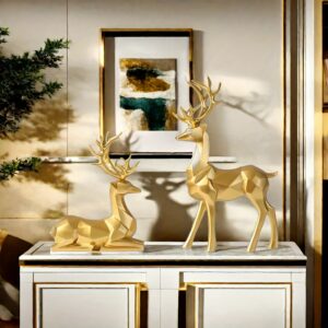 2pcs reindeer statue set for Christmas, New Year, wedding, and home décor