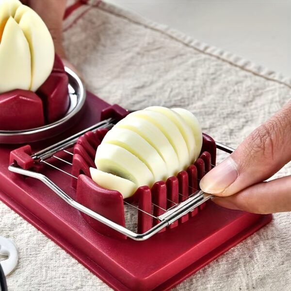 2-in-1 Stainless Steel Egg Slicer with two slicing options for eggs, mushrooms, and more.