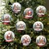 9-piece set of Christmas crystal and rustic wooden ornaments, featuring festive figures, perfect for vintage-style holiday tree and home decor.