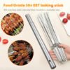 Set of 15 stainless steel BBQ skewers with flat design, ideal for grilling meat, vegetables, and more.