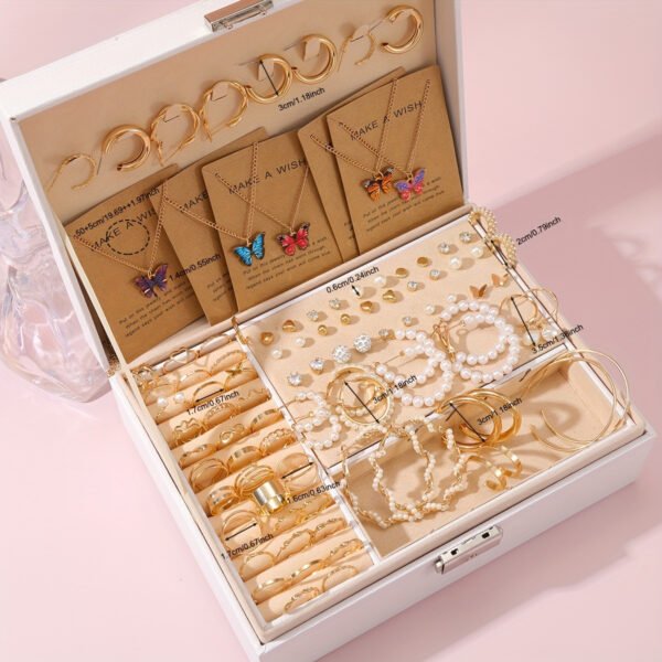 Vintage Elegant Fashion Love Butterfly Jewelry Set - Necklace, Earrings, and Ring