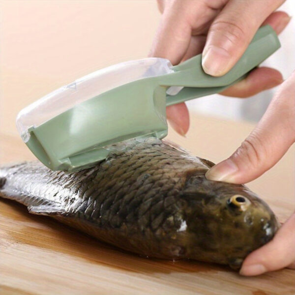 Plastic fish scale remover tool designed for easy scraping of fish scales.