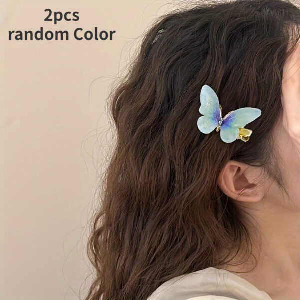 Sparkling Butterfly Hair Clip Set for Girls - Colorful Rhinestone & Mesh Designs, Alloy Construction, Fashionable Accessories.