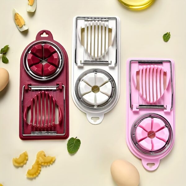 2-in-1 Stainless Steel Egg Slicer with two slicing options for eggs, mushrooms, and more.