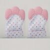 2-Pack of Dot-Patterned Teething Gloves - Silicone Teething Mitts for Babies, Scratch-Resistant Protective Gloves for 0-12 Months