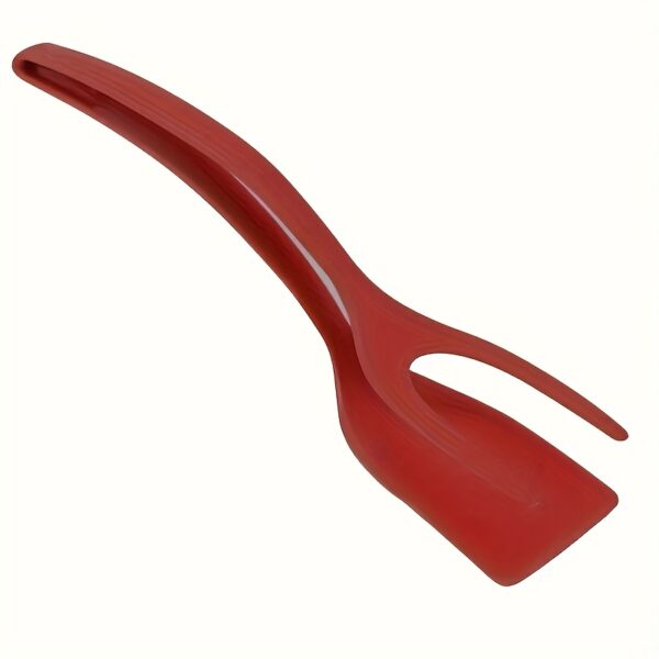 2-in-1 non-stick pan flipper for pancakes, eggs, and more; durable polypropylene spatula with hanging hole.