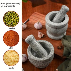 Granite mortar and pestle set for grinding spices, herbs, and small ingredients