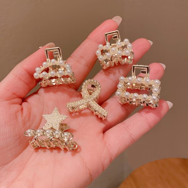 Elegant 5pcs Faux Pearl Hair Clip Set for Women - Chic Alloy Side & Bangs Clips for Graduation Celebrations