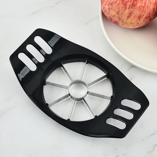 Stainless steel apple slicer and corer, designed for quickly slicing and coring apples with ease.