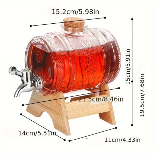 1L glass beverage dispenser with faucet for serving drinks at parties and gatherings