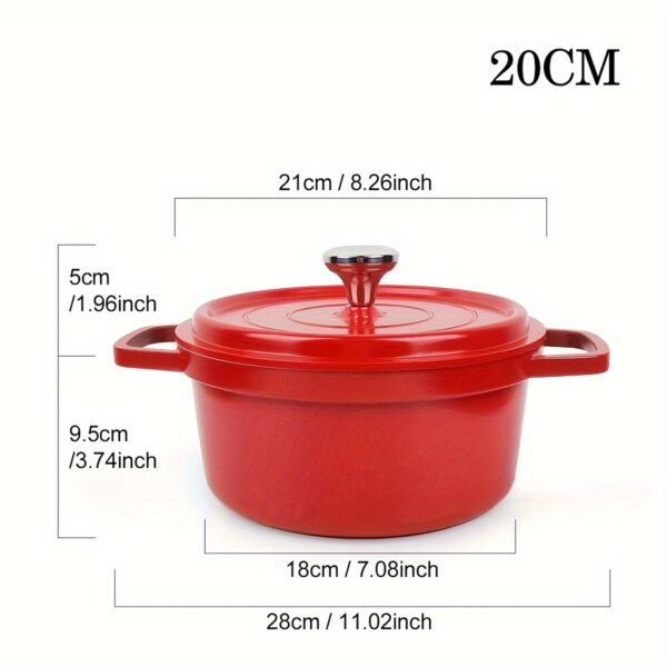 Enamel ceramic Dutch oven set with lid, heavy-duty, oven safe up to 500°F, pre-seasoned non-stick coating for baking and cooking.