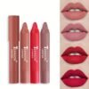 12 colors misty matte lipstick, moisturizing lip gloss with easy-to-apply color rendering, rotating lipstick pen for smooth lip makeup.