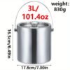 Large capacity stainless steel double-walled ice bucket with lid for champagne, beer, and wine.