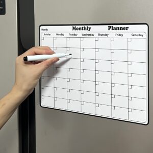 Magnetic dry erase fridge calendar for organizing schedules, events, and appointments.