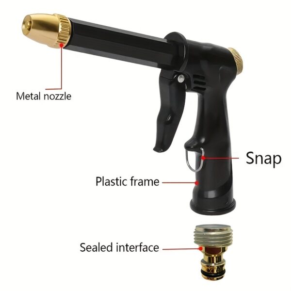 1pc High-Pressure Motorcycle & Car Cleaning Water Gun, Plastic Body Garden Hose Nozzle, Powerful Cleaning Tool.