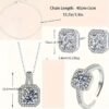 Elegant 3-piece fashion jewelry set with stud earrings, pendant necklace, and ring featuring synthetic faux gemstone inlay in cuboid zirconia design, made from zinc alloy, perfect gift for women.