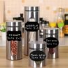 32-piece food storage container set with clear lids and labels for easy organization and storage.