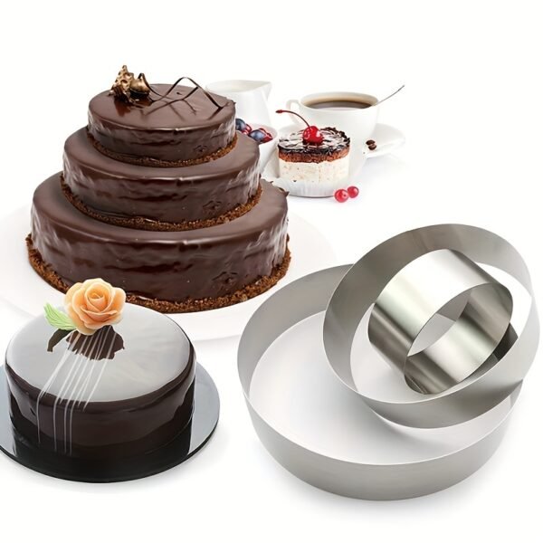 Stainless Steel Cake Rings Set of 3 for precise cake shaping and professional baking.