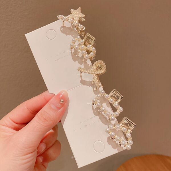 Elegant 5pcs Faux Pearl Hair Clip Set for Women - Chic Alloy Side & Bangs Clips for Graduation Celebrations