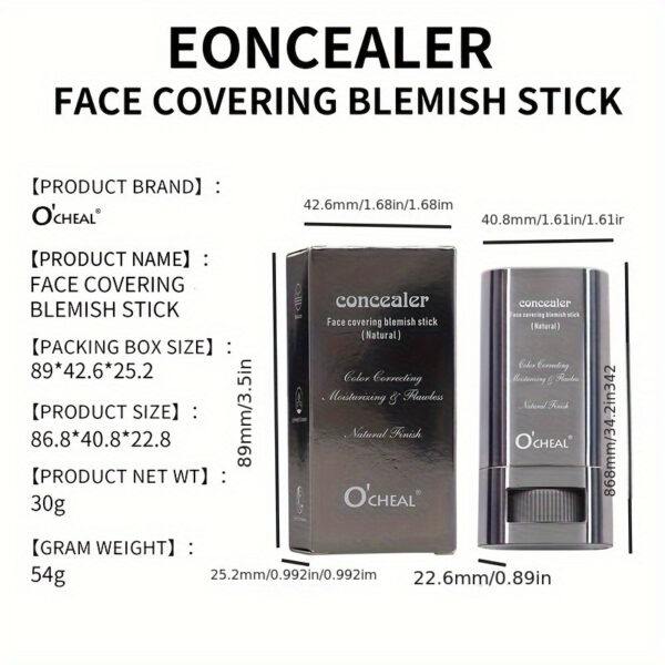 Full Coverage Matte Concealer Stick - Effective for Dark Circles & Blemishes, Brightening, Long-Lasting, Portable for Daily Use.