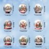 9-piece set of Christmas crystal and rustic wooden ornaments, featuring festive figures, perfect for vintage-style holiday tree and home decor.