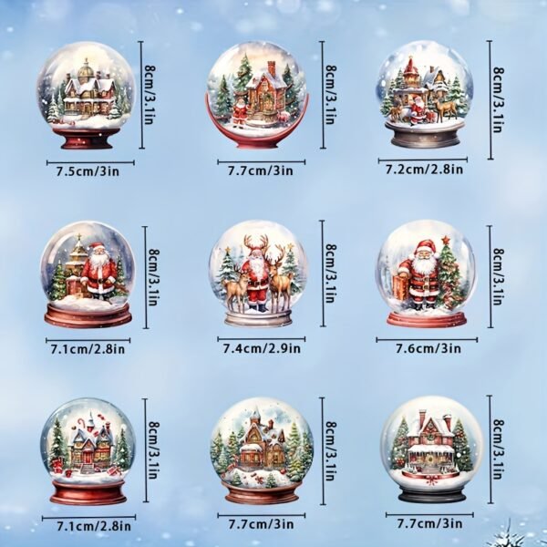 9-piece set of Christmas crystal and rustic wooden ornaments, featuring festive figures, perfect for vintage-style holiday tree and home decor.