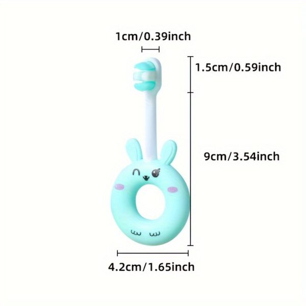 Soft silicone baby toothbrush for toddlers 0-3 years, gentle cleaning with super soft bristles, cute cartoon design.